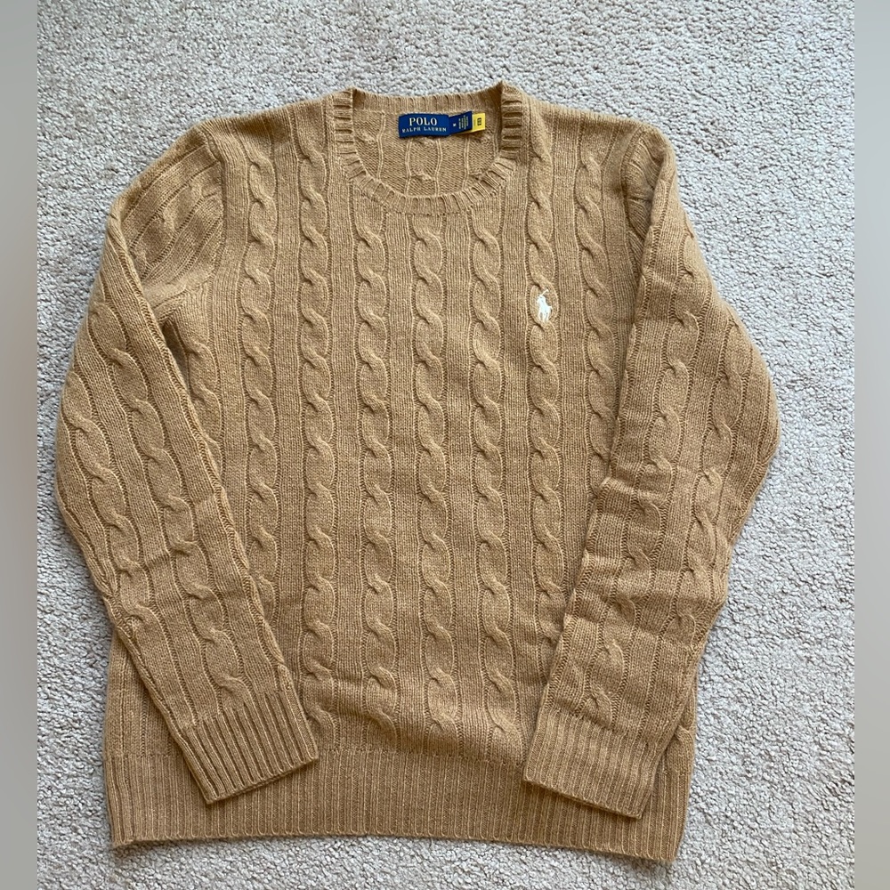 NWOT Polo Ralph Lauren Cable Wool-Cashmere Crewneck Sweater- size M